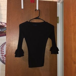 black aeropostale sweater, with ruffled sleeves
